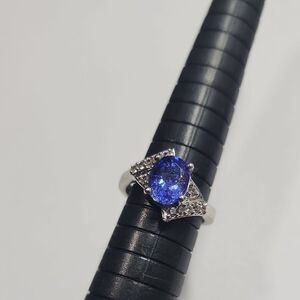 Designer RJ Tanzanite 925 Sterling Silver Ring Size 6.75